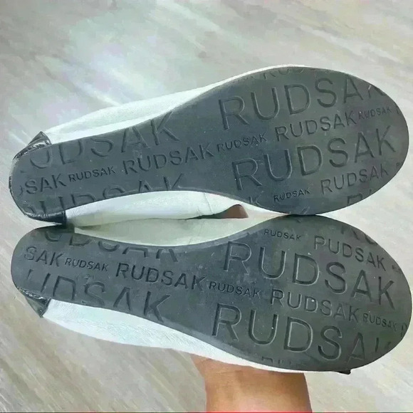 RUDSAK BLACK WHITE FLAT LEATHER LOAFERS ROUND  TOE FLAT SHOES SIZE 38 - Picture 6 of 11